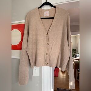 Women’s Ribbed beige v-neck cardigan from The Lullaby Club